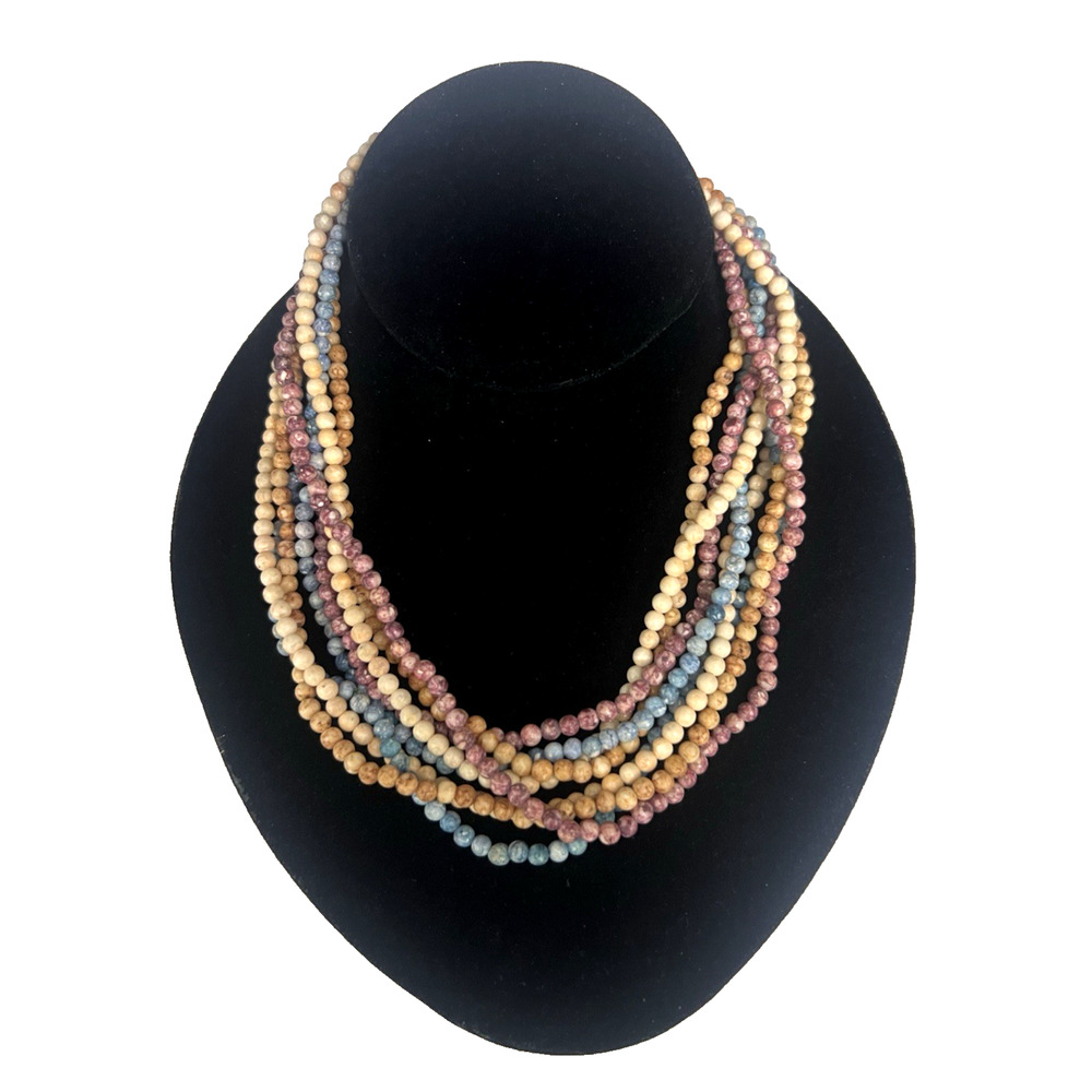 Vintage Lot of 4 Fall Multi Gemstone Beaded Necklaces Small Beads 34" FAB!